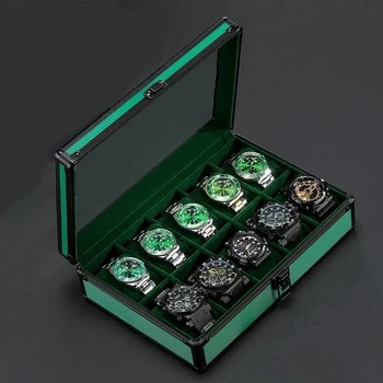  10 Slots Aliuminio Lydinio, Laikrodžiai, Lange Prabangių Laikrodžių Atveju, Talpinimo Aukso Skaidraus Stiklo Padengti Kelionių Dovanų Surinkimo Dėžės