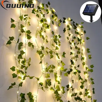  10m Saulės Ivy String Žibintai LED Lauko Dirbtinis Vynuogių Kalėdinė Girlianda Pasakų String Augalų Lempos Klevo Lapų Žalia Rotango String