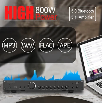 110Wx5+260W Profesinės Namų Audio 5.1 CH Karaoke Bluetooth 5.0 Naudoti QS7785PF Mikroschema Galios Stiprintuvo TF USB Įvesties Dvejopo Mikrofonai