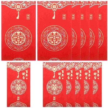  12 Vnt Papuošalų Laikymo Maišelis Tradicinių Pinigų Kišenėje Vestuvių Prekių Mini Kinijos Raudona Vokai Popieriaus Nuotaka
