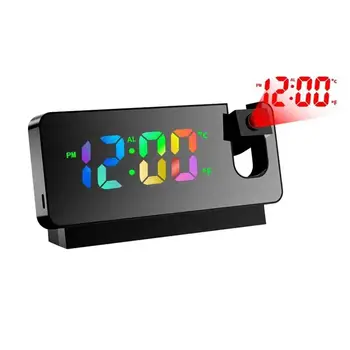  180° Sukimas LED Skaitmeninio formato Žadintuvas, USB Elektroninių Lubų Projektorius Žadintuvas, Miegamojo Lovos Stalinis Laikrodis