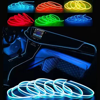  1M/3M/5M automobilio salono apšvietimas LED šviesos su dekoratyviniais plieninis lynas dujotiekio lankstaus neono šviesos su USB atmintinė,