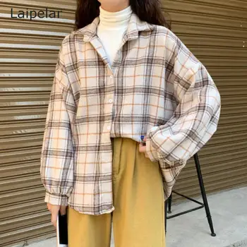  2020 m. moters Retro Stiliaus Mados Pledas ilgomis Rankovėmis Marškinėliai Visas Rungtynes, Atsitiktinis Megztinis Palaidinė Viršų