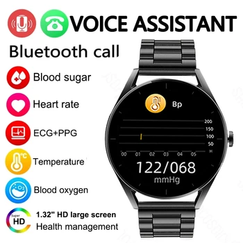  2023 EKG+PPG Gliukozės Smart Watch Vyrų Kraujo Spaudimas Kraujo Deguonies Kūno Temperatūra, Širdies ritmo 