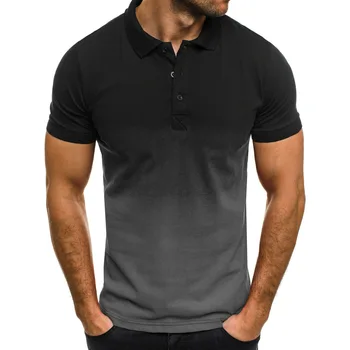  2023 Nauja vyriški Laisvalaikio Marškinėliai 3D Skaitmeninio Spausdinimo Gradiento Spalvos Atvartas Vyrų Polo Tees Marškiniai, trumparankoviai Vyras Polo Marškinėliai