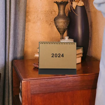  2024 Stalo Kalendoriaus Spiralės Privalomas Kalendoriai Biuro Dekoras, Dekoratyvinis Blokas Stovi Subtilus Mėnesį Pažymėti