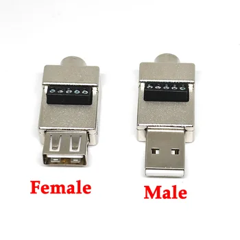  20Pc USB 2.0 Tipo Vyrai Moterys savo Ruožtu 5Pin 4P Metalinio korpuso Terminalo USB, Įjunkite Galinių Išvengti Suvirinimo USB Kištukai Kištukas Galvos Jungtis