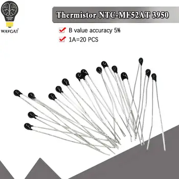  20PCS Resistencia térmica MF52AT MF52 B 3950 NTC, termistor 5% 1K 2K 3K 4,7 K 5K 10K 20K 47K 50K 100K, WAVGAT