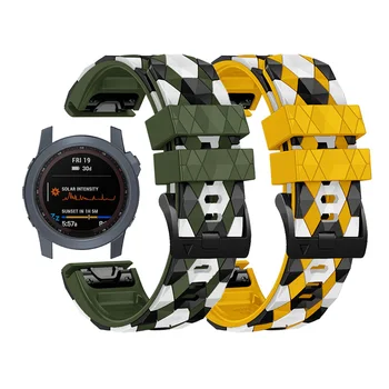  26MM Apyrankę Smart Watch Band Dirželiai Garmin Fenix 7X/5X/5X Plius/6X Sapphire/6X Pro Tricolor Futbolo Modelio Sporto Juostos