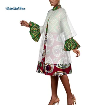  3 Vnt. Rinkinys Afrikos Moterų Drabužiai Viršūnes Kailis ir Maxi Suknelė Rinkiniai Moterims Dashiki Šalis Vestuvių Organza Elegantiškas Drabužius WY9339