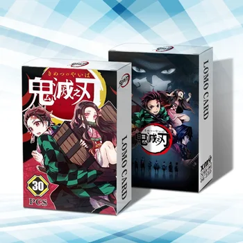  30Pcs/Box Anime Demon Slayer: Kimetsu Nr. Yaiba Kamado Tanjirou Korteles Animacinių filmų Atvirukas Artbook Rekvizitai Lomo Kortelę Dovanų Kolekcija