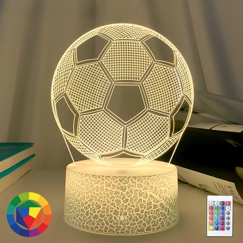  3d Iliuzija LED Nakties Šviesos Futbolo Kamuolys Palieskite Jutiklį Nuotolinio naktinė lempa Vaikams Miegamojo Puošmena Futbolo Stalo Lempa Dovana