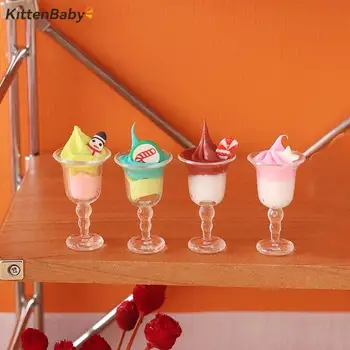  4pcs Lėlių Mini Gerti Ledų Puodeliai Modelis Apsimesti Žaisti Mini Maisto Lėlės Priedai Tinka Žaisti Namuose Žaislas