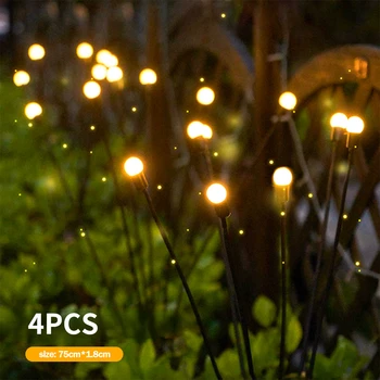  4PCS Saulės LED Šviesos Lauko Sodo Puošmena Fejerverkų Šviesos Firefly Sodo Žibintai ant Vejos ir Sodo Kalėdų Dekoro Saulės Šviesos