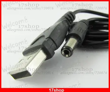  5 Rinkiniai 1,5 M 5Ft USB Male Plug 2,1 mm 2.1x5.5mm DC Maitinimo Kištuko laidas laidas