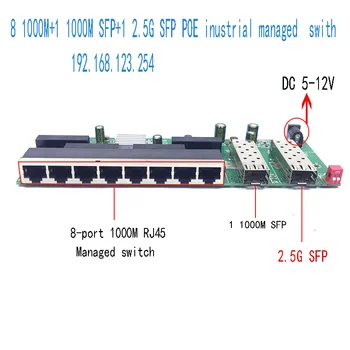  8-port 10/100/1000Mbps Ethernet PoE Switch Module Valdomas komutatorius Modulis su 1 1000M and2.5G SFP gigabit ethernet Lizdus jungiklis