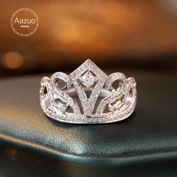  Aazuo Fine Jewelry 18K White Gold Nekilnojamojo Diamond 0.35 ct H SI Luxuly Lajos Formos Žiedas Dovana Moterims Dalyvavimas Halo anillos mujer