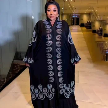  Afrikos Suknelės Moterims 2023 V-Kaklo Skraiste Femme Musulmane Mados Abaja Dubajaus Prabanga Karšto Gręžimo Abayas Kaftan Boubou Šalies Chalatai