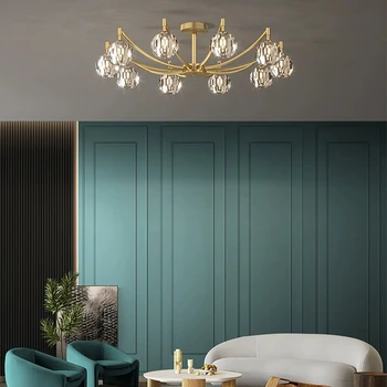  AiPaiTe šiuolaikinės vario LED kambarį liustra round crystal aukso / juoda aukso modernus valgomasis, miegamasis lempos