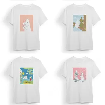  Animacinių Filmų Hippo Modelis T-Marškinėliai Moterims Drabužių Vasaros Trumpomis Rankovėmis Y2k Viršūnes Panele Laisvalaikio Tee O Kaklo Negabaritinių Mielas Grafinis Marškinėliai