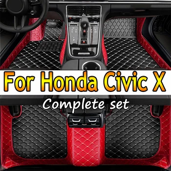  Automobilių Kilimėliai Honda Civic X 10 FC FK 2016~2021 Kilimėlių Odos Grindų Kilimėlis Kilimai, Interjero Dalys, Vandeniui Trinkelėmis, Automobilių Reikmenys