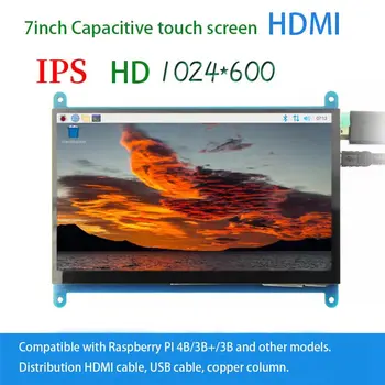  Aviečių Pi Touchscreen Ekranas 7 colių HDMI Ekranas 1024x600 Suderinama su AIDA Ras Pi 4 3B+ 3B 2B BB Juoda Bananų Pi