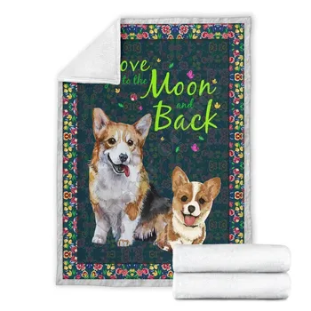  Aš tave myliu iki mėnulio ir atgal corgi šunų vilnos antklodė 3d atspausdintas Sherpa Antklodę ant Lovos Namų Tekstilė NAMŲ REIKMENYS