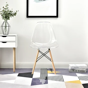  Dizaineris Medžio Valgomojo Kėdė Plastiko Šiuolaikinės Virtuvės Kambarį Kėdės, Biuro Ergonomiškas Balkonas Sillas Comedor Namų Baldai