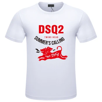  DSQ2 PIKTOGRAMĄ DSQICON2 DSQ D2 Mens Spausdinami T Marškinėliai Brand Classic Mados Tendencija Paprasta Gatvės Trumpas Rankovės