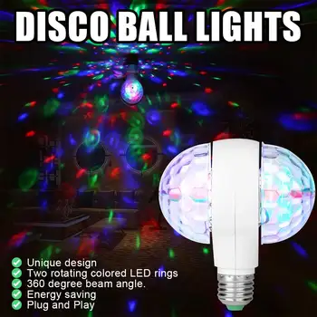  E27 6W LED RGB Sukasi Lemputės Šviesos Dual Head Spalva Projektorius Magija Etape Diskoteka Lempa KTV Diskoteka Baras DJ Pramoginiai Namo Klubas