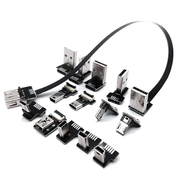  FPC USB Daten-Kabel A Männlich zu Micro Mini USB 5Pin Männlichen 90 Grad AUKŠTYN/Unten/Nuorodos/rechten Winkel Adapteris Sync Lade 0,25 M