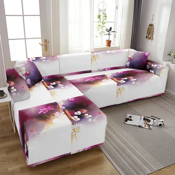  Gėlių Ir Vaisių Spausdinti Sofa Cover Elastinga Sofa Cover Geometrinis Plaid L-Formos Kambarį Geometrinis Sofa Padengti Apsaugine Danga