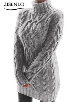  Iki 2023 m. Rudens/Žiemos Sutirštės Atvartas Derliaus Storais Siūlais Kepti Tešloje Twist Megztinis Moterų Žiemos Paltai Moterų Žiemos Megztiniai