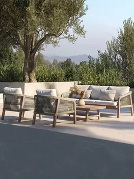  Individualų Šiaurės lauko medžio masyvo kiemo garden hotel villa laisvalaikio rotango sofa lauko lauko balkonas tiko baldai
