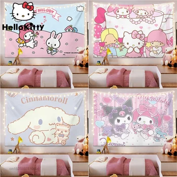  Kawaii Sanrio Hello Kitty Siuvinėjimas Mano Melodija Cinnamoroll Kuromi Animacinių Filmų Mielas Tekstilės Sienų Dangos Cute Girl Kambarį Dekoro