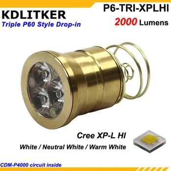  KDLITKER Triple Cree XP-L HI 2000 Liumenų High Power LED Drop-in Modulis (Dia. 26.5 mm)