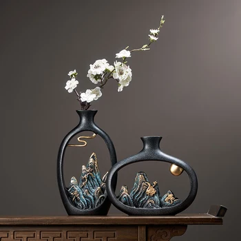  Kinijos Derliaus Vaza Namų Dekoro Priedai Dervos Embellishment Augalų Vaza Feng Shui Apdailos Kambarį Miegamojo Puošimas
