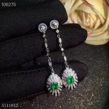  KJJEAXCMY fine jewelry Remti aptikimo 925 gryno sidabro inkrustacijos gamtos smaragdas moterų eardrop