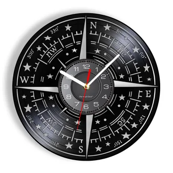  Kompasą, Sienų Dekoras Modernaus Dizaino Sieninis Laikrodis Jūrmylių Vinilo Įrašas Sieninis Laikrodis Navigacijos Kryptimi Jūreiviai, Jūreiviai Dovana