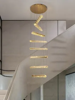  Kūrybinės Naujos Krištolo Sietynas, Už Dvipusį, Laiptai Liustra Ilgai Liustra Villa Besisukančių Laiptų LED Šviestuvo