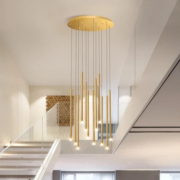  Laiptai Liustra Gali Būti Naudojamas Villa Kambarį Sukasi Laiptinės Aukso Mėlyna LED Kabo Žibintai