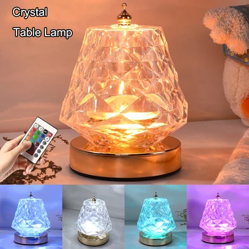  LED Kristalų Stalo Lempa Vandens Čiurlenimu Dinaminis Projekcija Lempos Romantiška Sukasi Atmosfera, Šviesos, Tamsos, Patalpų Miegamojo Puošimas