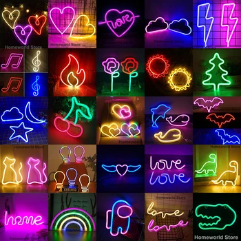  LED Neon Light Pasirašyti Juostelės Naujas 189 Stilius Sienos Meno Lempos naktinė lempa MEILĖ Širdies Katė Gyvūnų Skaičius Modelio Dekoro Kambaryje Parduotuvė Kalėdų Dovana