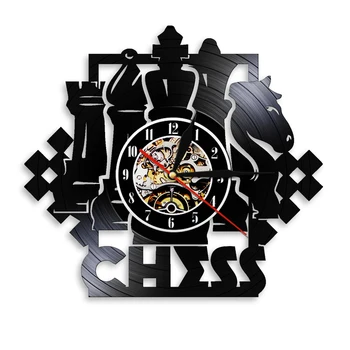  LED Šviesos Sieninis Laikrodis Šachmatų Derliaus Dekoratyvinių Laikrodis Retro Vinilinę plokštelę 