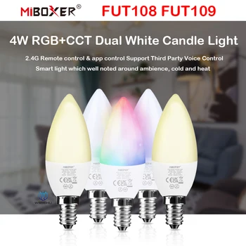  Miboxer FUT108 4W Dviguba Balta RGB+BMT Žvakių Lemputė E14 LED Lemputės, Lemputė, Prožektorius Paramos RF App Valdymas Balsu Smart Pritemdomi