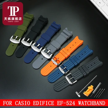  Modifikuotas žiūrėti diržu, Casio STATINYS EF-524D/524SP gumos watchband įgaubtas sąsaja žiūrėti diržų priedai