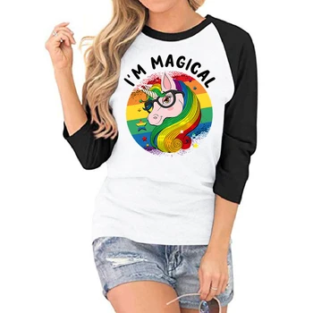  Moterų LGBTQ Grafinis T-shirts Gražus Vienaragis Ėriukų Animacinių filmų Tees Ponios Vaivorykštė Pasididžiavimas Viršūnes 2023 Pavasario Vasaros Kpop Drabužius Moteris
