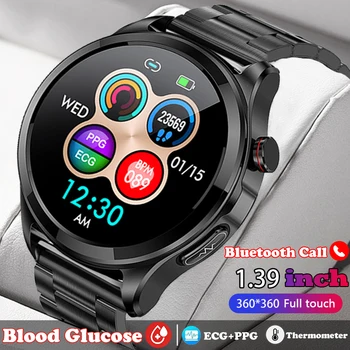  Naujas EKG+PPG Kraujo Gliukozės Smart Watch Vyrų Fitneso Tracker Gliukozės Matuoklis Termometras Sveikatos Žiūrėti 2023 