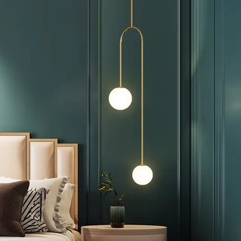  Naujas miegamojo lovos liustra, modernus minimalistinio Nordic light luxury living room TV sieninio šviestuvo kūrybos LED namų šviesa