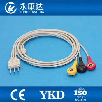  PC-6000 Telemetrijos 3-švino PLUG din2.0 3pin EKG Holter kabelis su leadwires